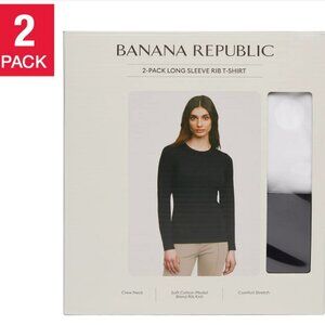 New in box Banana Republic Women's Ribbed Crewneck Long Sleeve T-shirt, 2-pack
